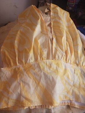 SHEIN Yellow and White Smocked Waist Dress